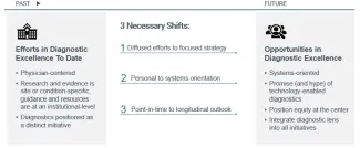 Chart listing past efforts in diagnostic excellence as well as opportunities for the future.