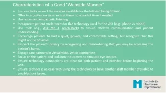 Characteristics of a Good Webside Manner Characteristics of a Good Webside Manner