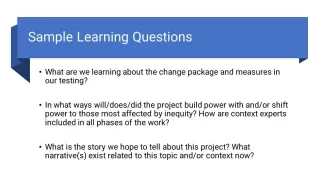 Sample Learning Questions Sample Learning Questions